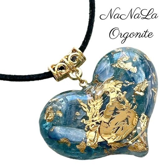 開運✨オルゴナイト ネックレス 金龍 ハート チャロアイト ヘマタイト